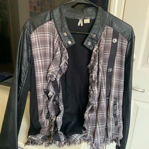 leather and plaid jacket size medium